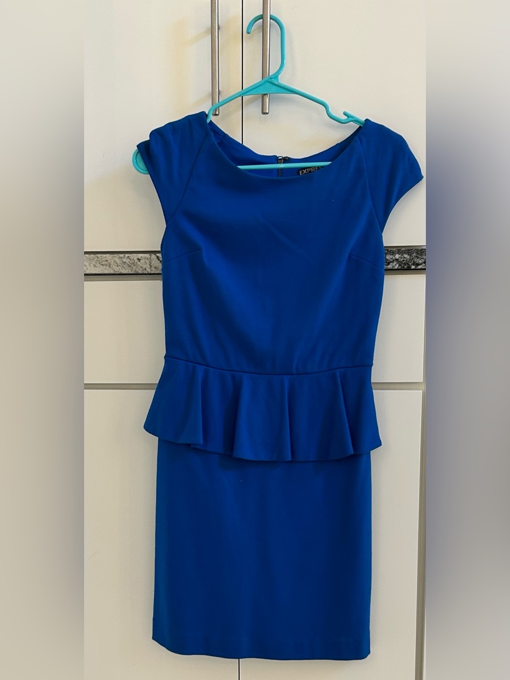 Express Blue Peplum Midi Dress